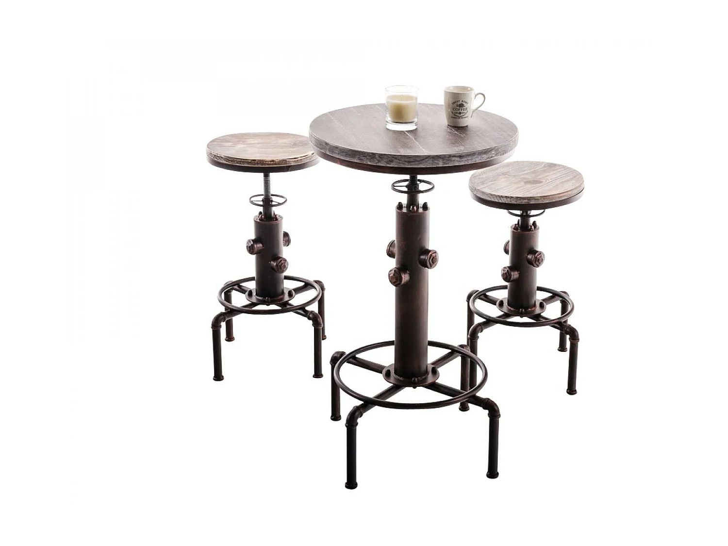 Table haute de bar - rund 39cm - Bois - Bronze - Lumos