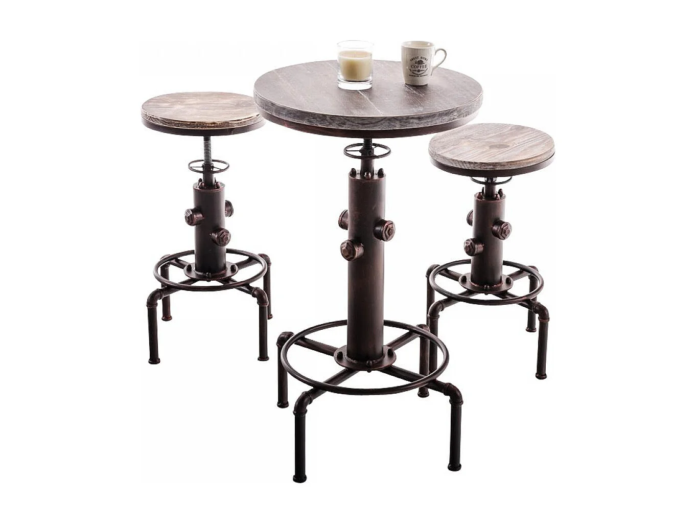 Table haute de bar - rond Ø 39 cm - Bois - Bronze - Lumos