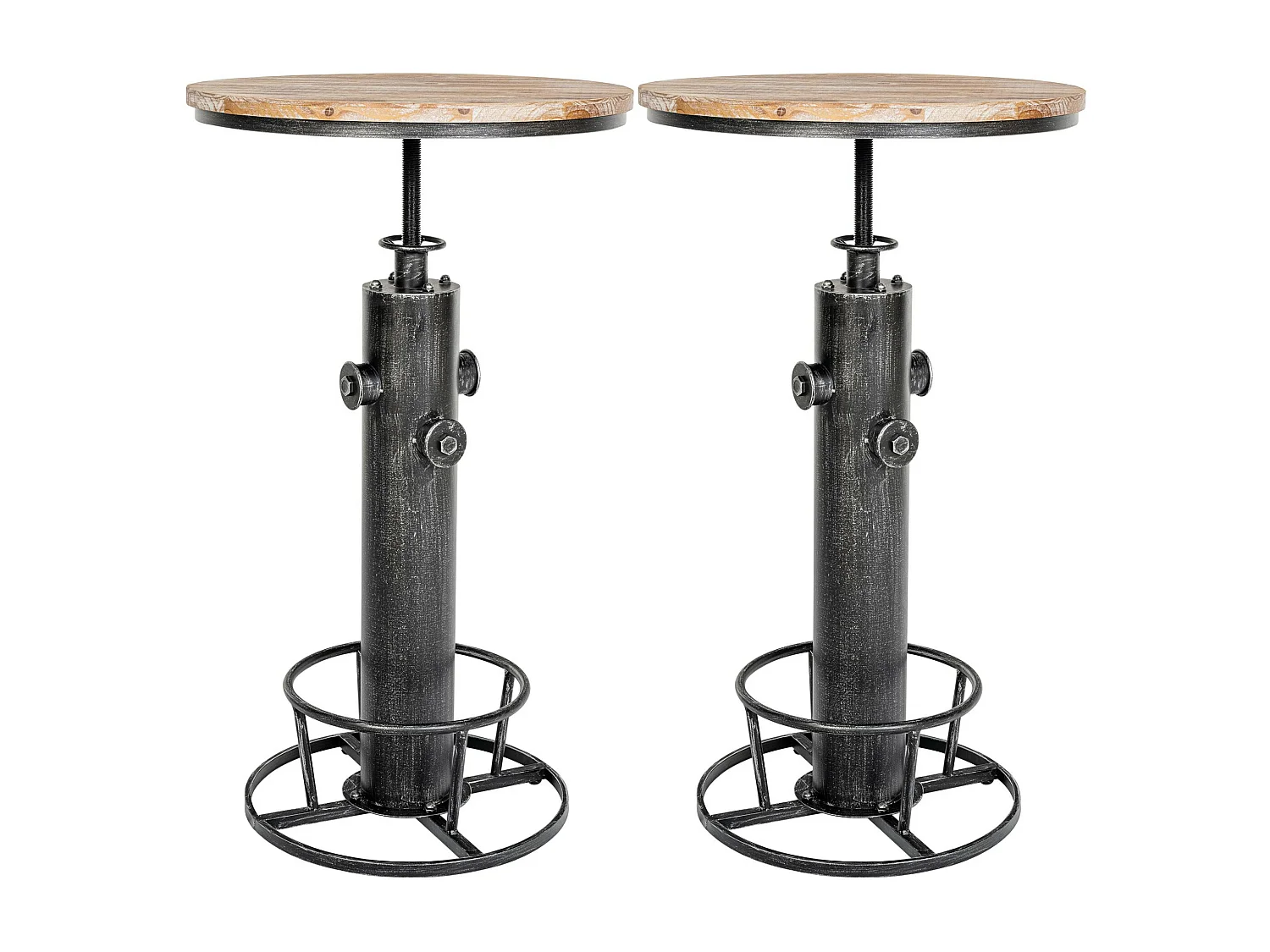 Lot de 2  Table haute - rond Ø 54 cm - Métal - Argent antique - Ruhr