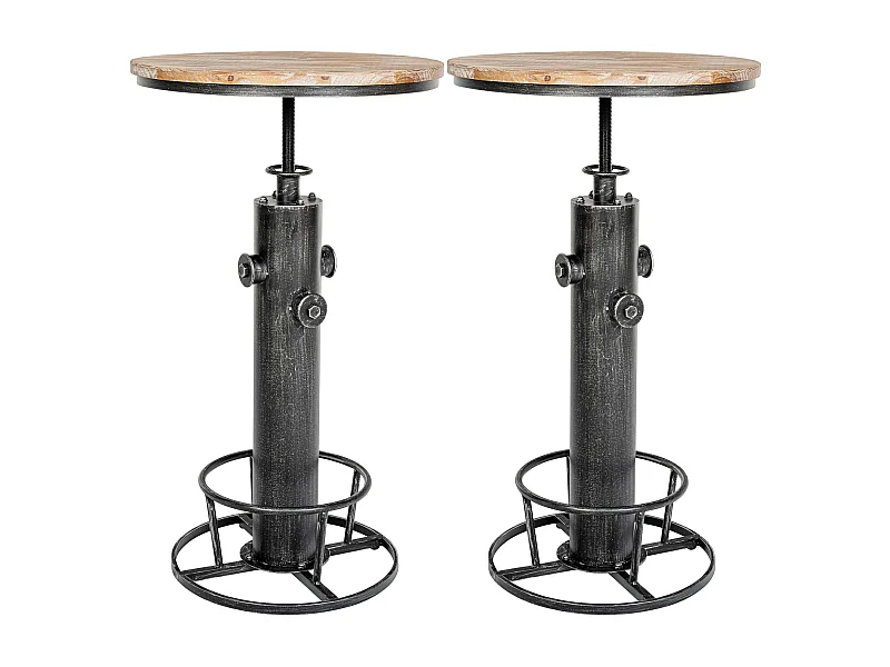 Lot de 2  Table haute - rond Ø 54 cm - Métal - Argent antique - Ruhr