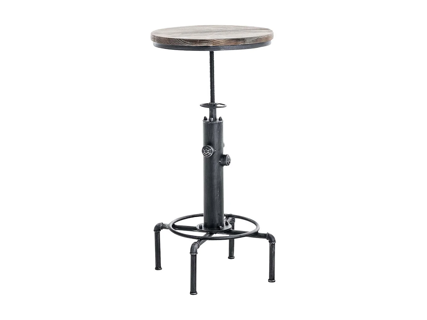 Table haute de bar - rond Ø 39 cm - Bois - Argent antique - Lumos