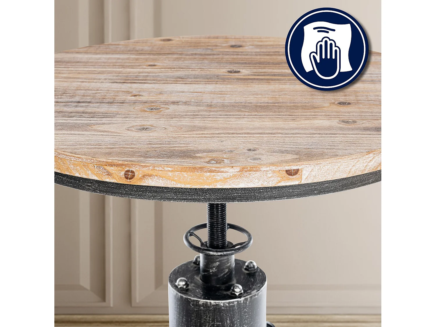 Table haute de bar - rond Ø 54 cm - Métal - Argent antique - Ruhr