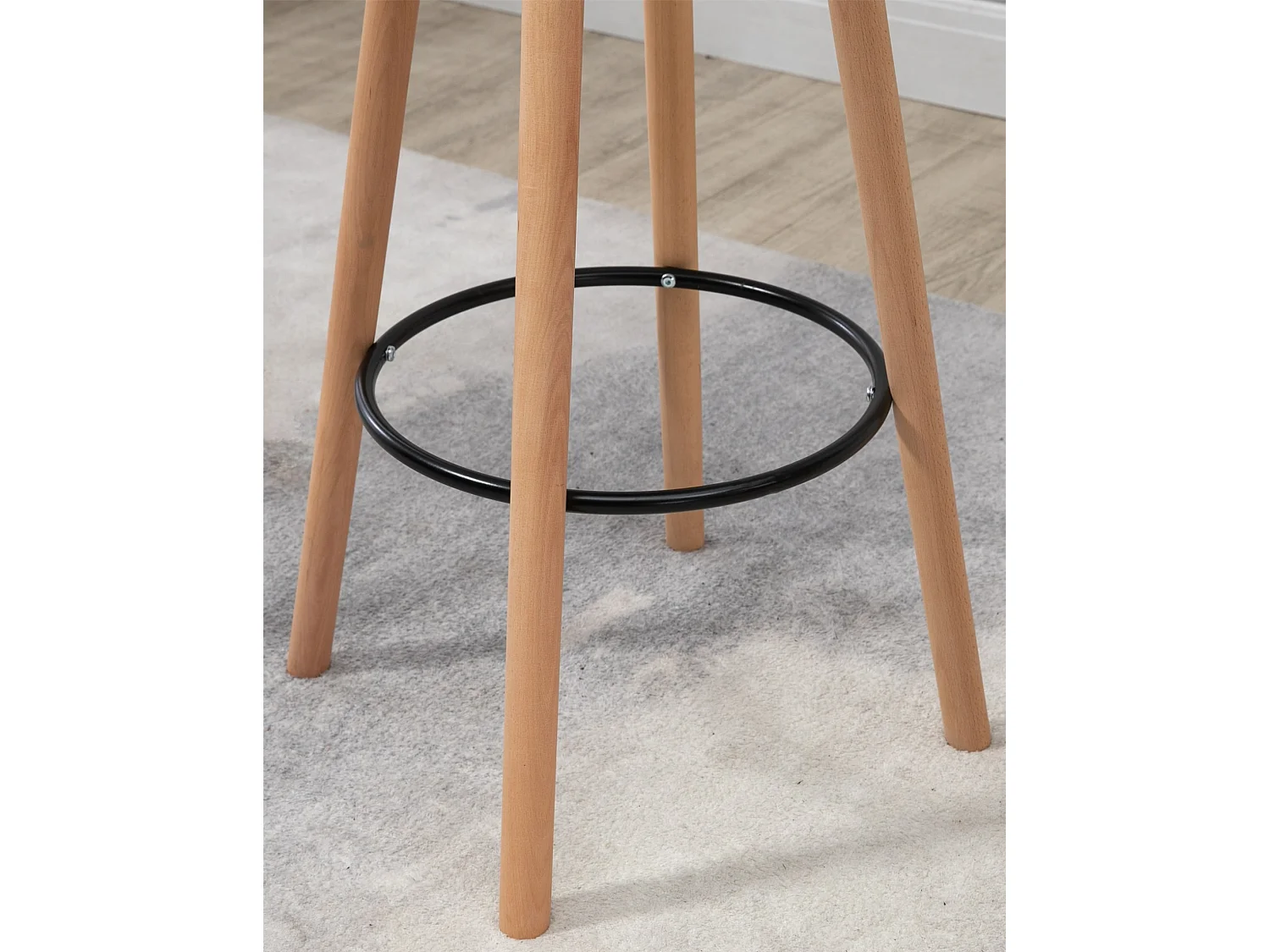 Table haute - rond Ø 60 cm - Bois - Nature / Blanc - Livia