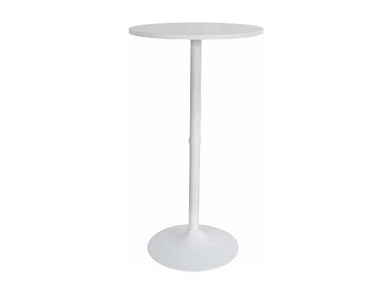 Table haute de bar - rond Ø 60 cm - Bois - Blanc / Blanc - rund