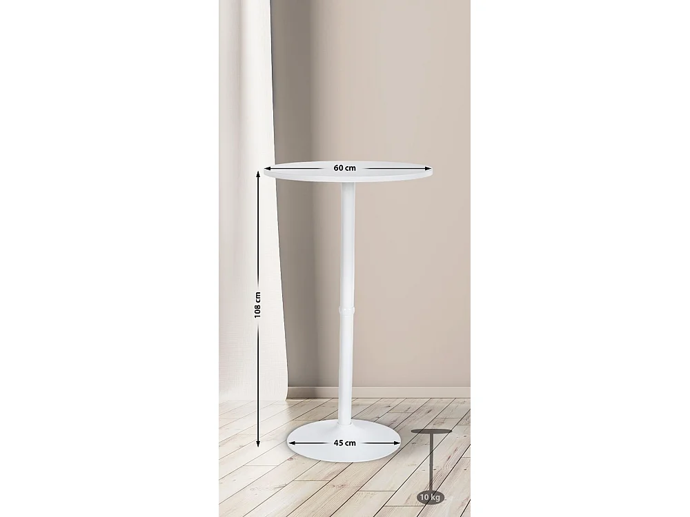 Table haute de bar - rond Ø 60 cm - Bois - Blanc / Blanc - rund