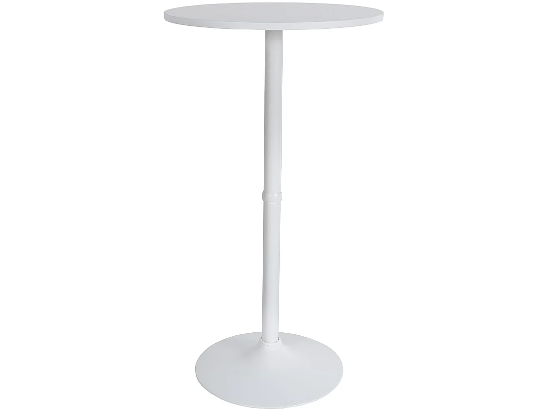 Table haute de bar - rond Ø 60 cm - Bois - Blanc / Blanc - rund