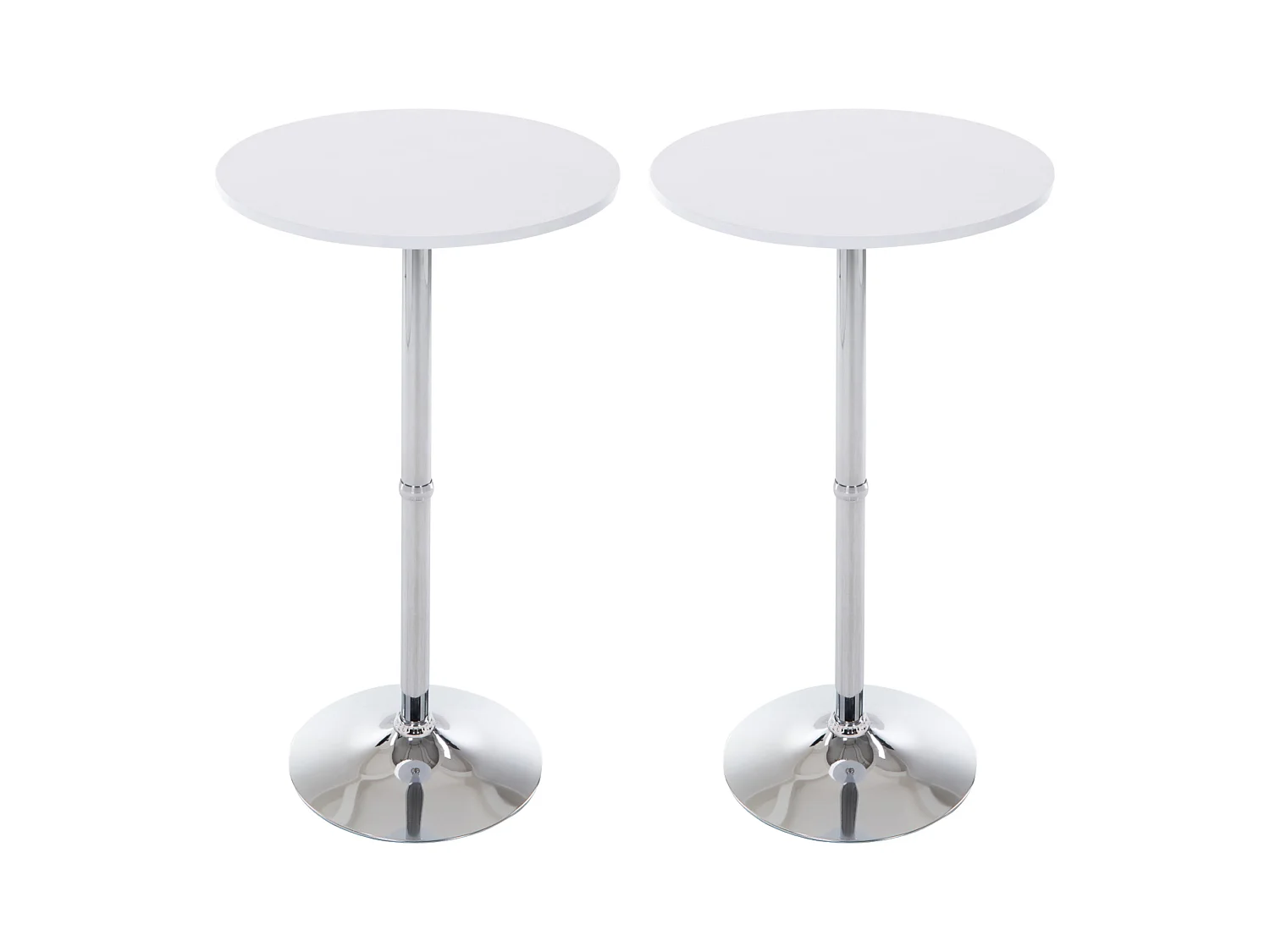 Lot de 2  Table haute de bar - rond Ø 60 cm - Bois - Blanc mat - rund