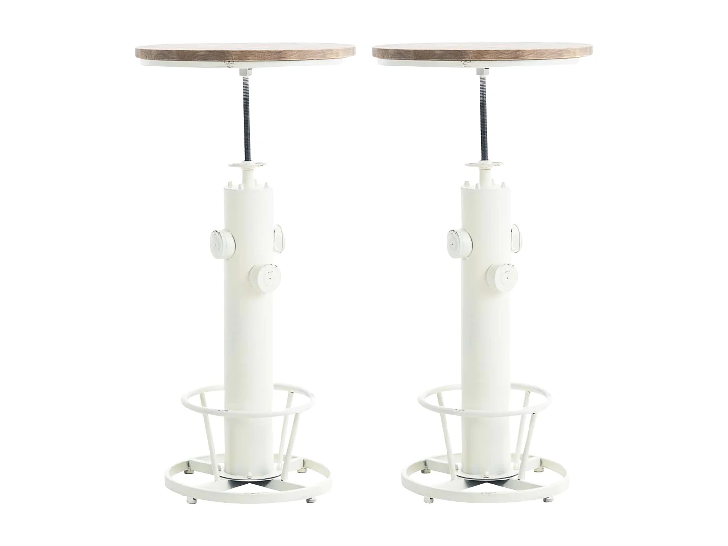 Lot de 2  Table haute - rond Ø 54 cm - Métal - Blanc antique - Ruhr