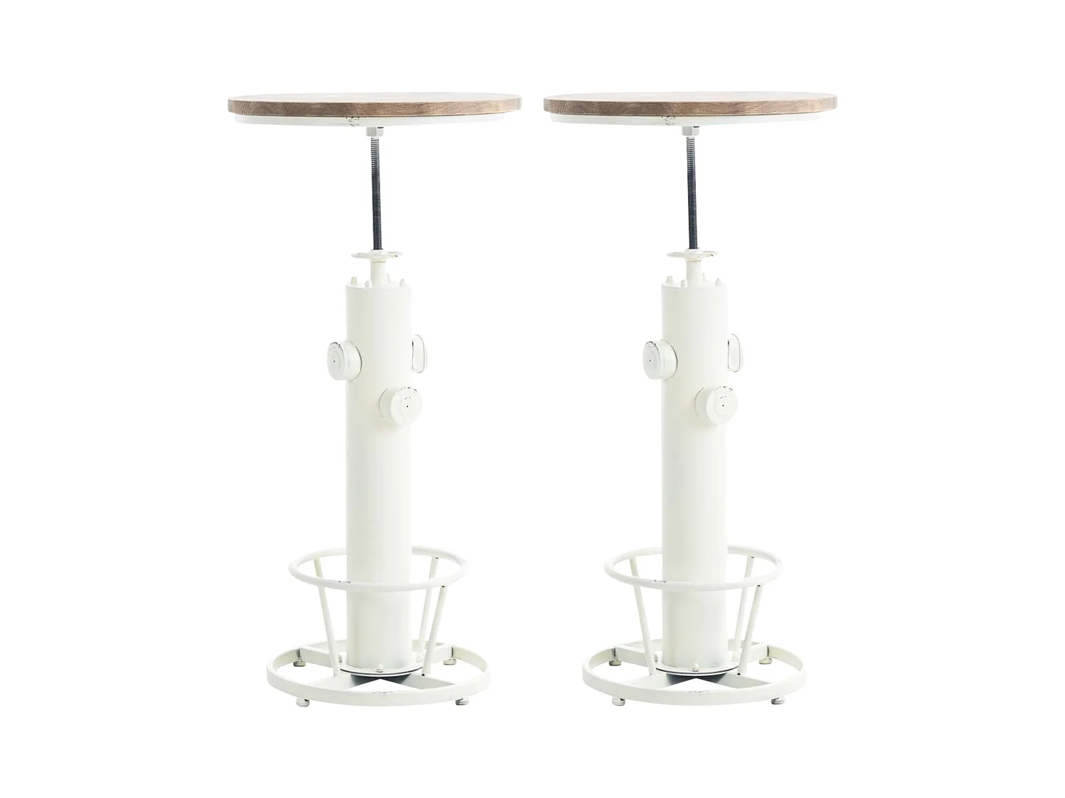 Lot de 2  Table haute - rond Ø 54 cm - Métal - Blanc antique - Ruhr