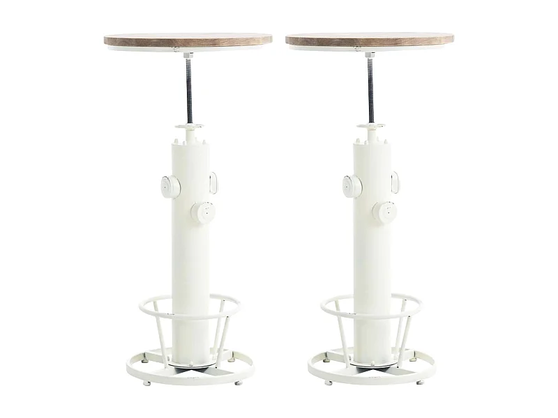 Lot de 2  Table haute - rond Ø 54 cm - Métal - Blanc antique - Ruhr