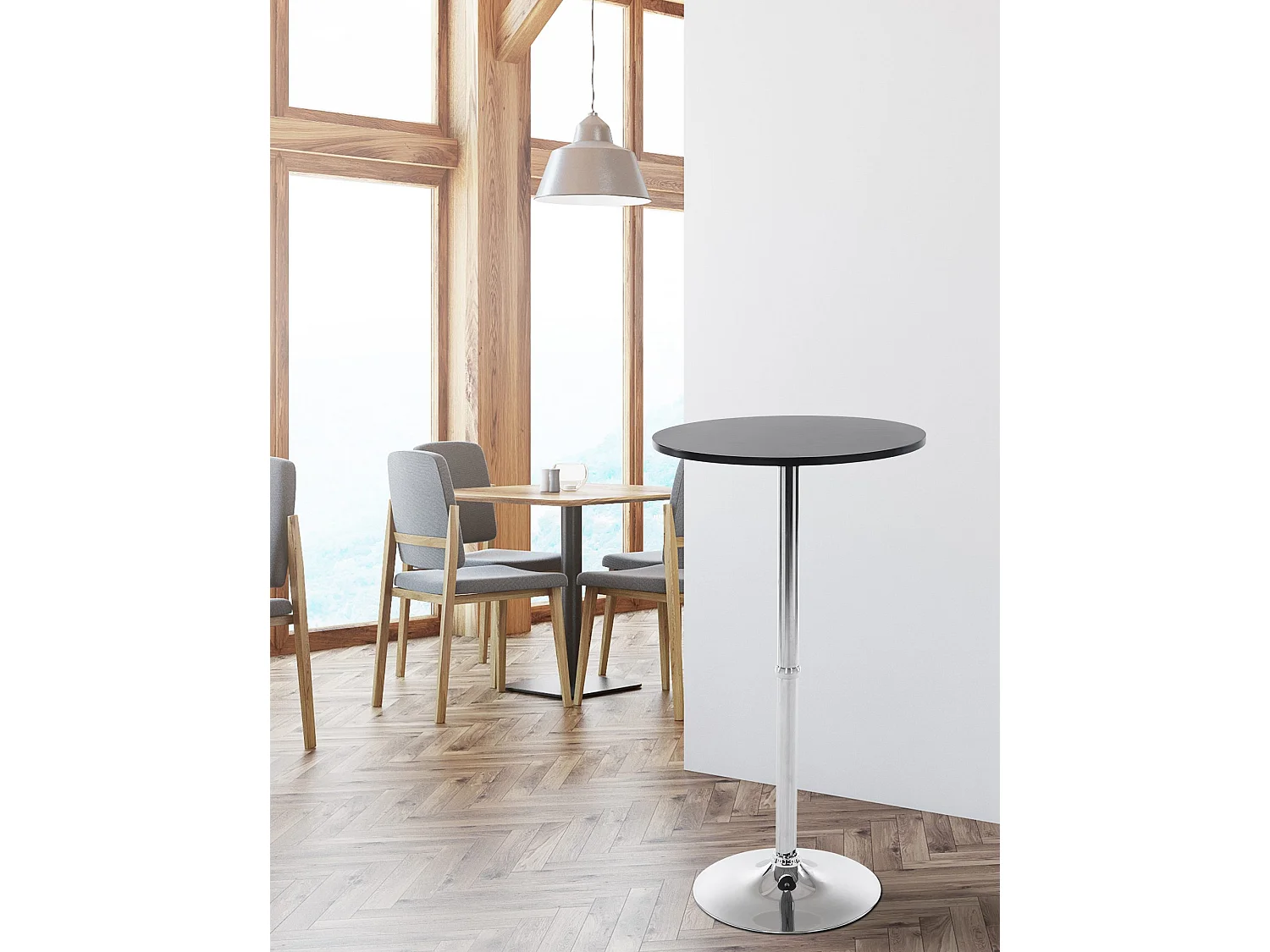 Table haute de bar - rond Ø 60 cm - Bois - Noir - rund