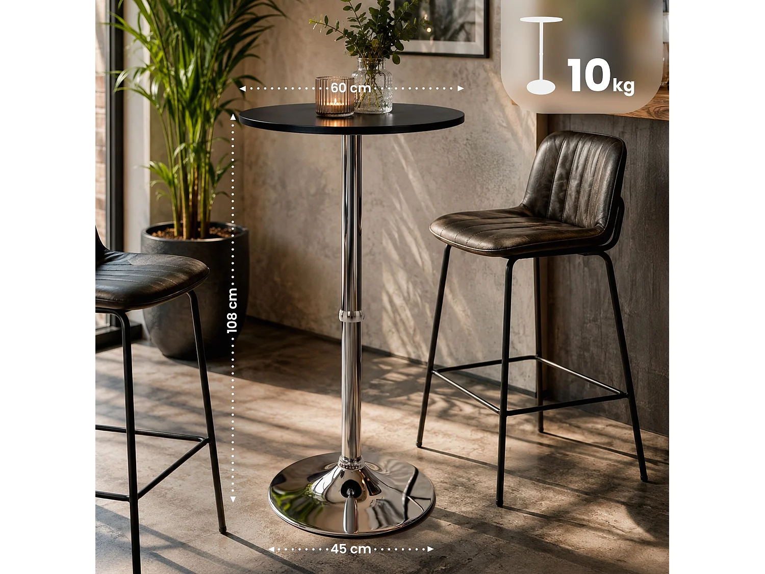 Stehtisch - rund Ø 60 cm - Holz - Noir - rund