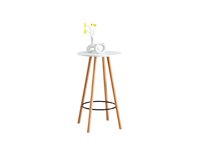 Table haute de bar - rund 60cm - Bois - Blanc - Mijas