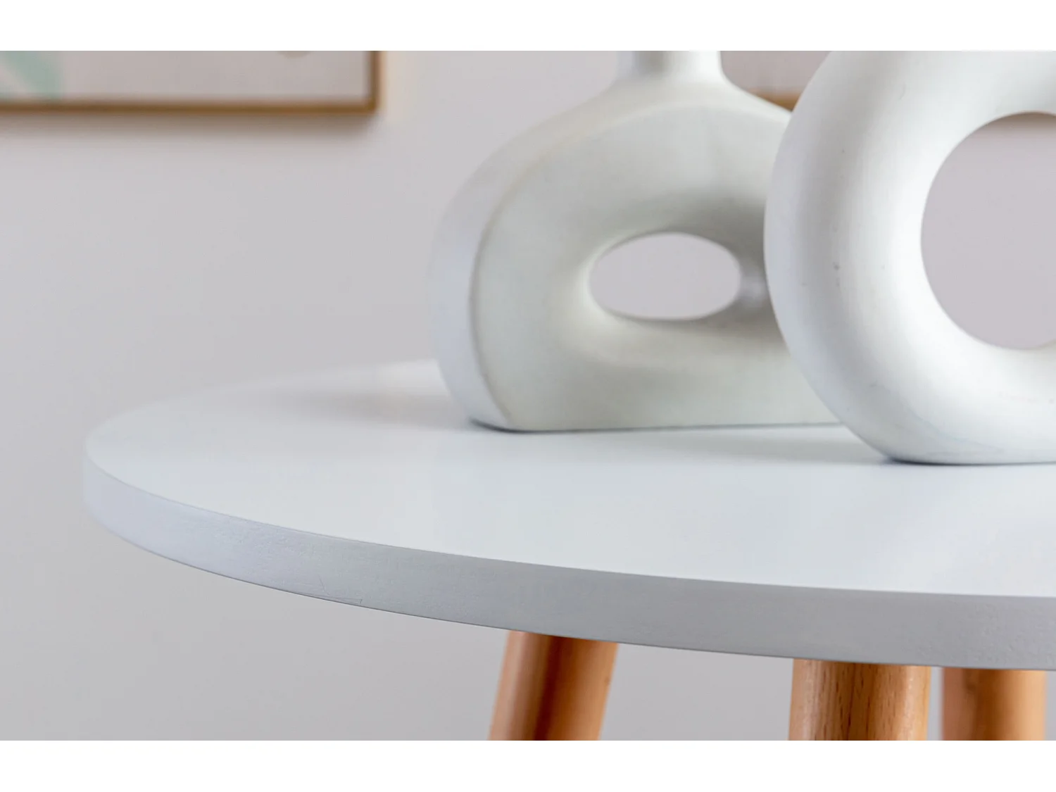 Table haute de bar - rond Ø 60 cm - Bois - Blanc - Mijas