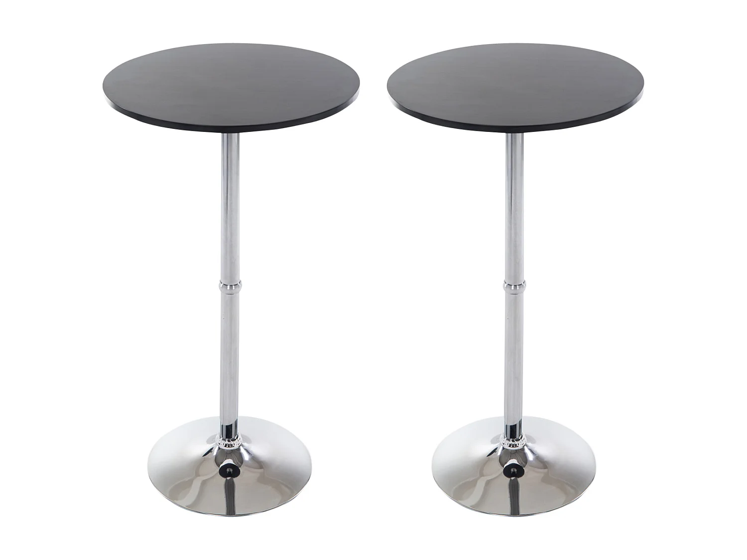 Lot de 2  Table haute de bar - rond Ø 60 cm - Bois - Noir - rund
