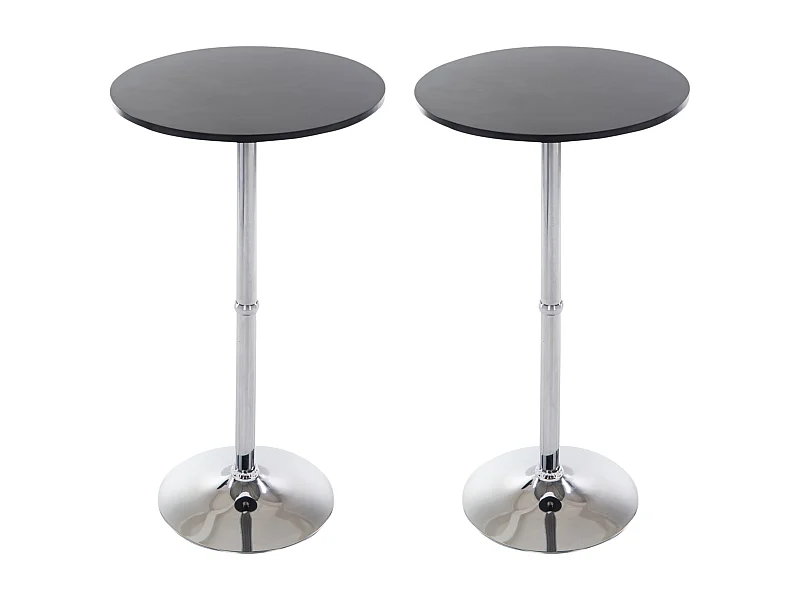 Lot de 2  Table haute de bar - rond Ø 60 cm - Bois - Noir - rund