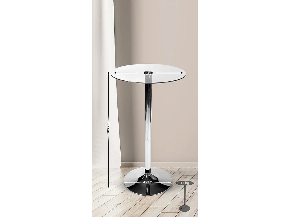 Table haute - rond Ø 60 cm - Verre - Verre clair - Glastisch rund 105 cm