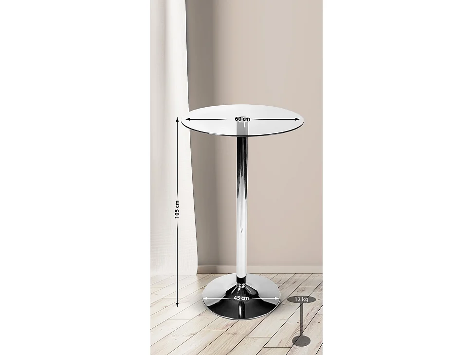 Table haute - rond Ø 60 cm - Verre - Verre clair - Glastisch rund 105 cm
