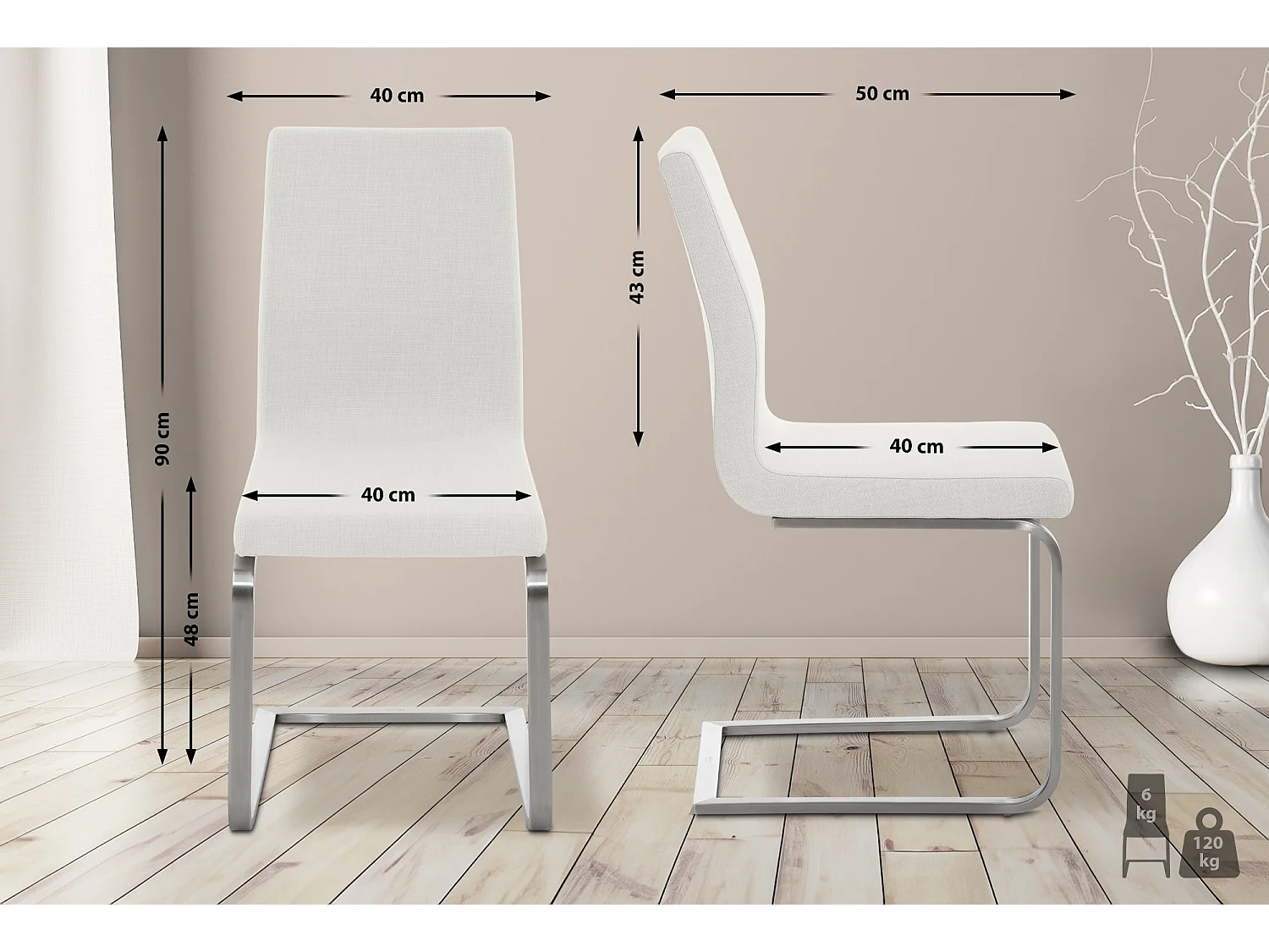 chaises oscillantes - Tissu - Blanc - Belfort
