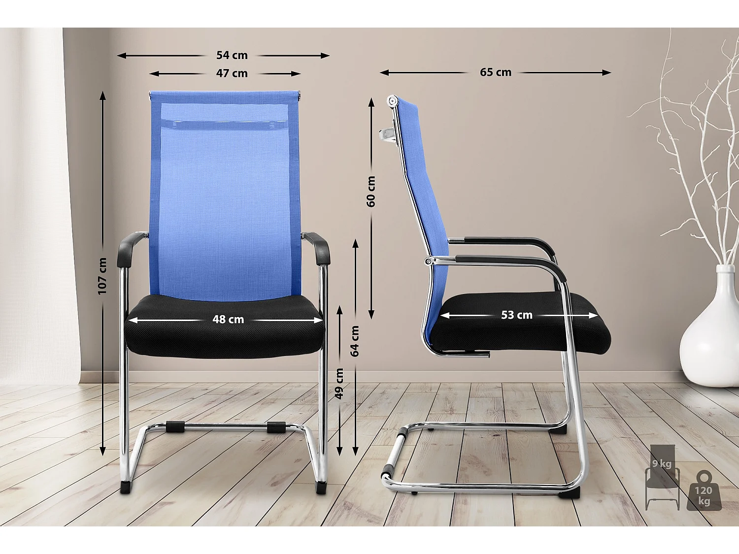 chaises oscillantes - Similicuir & Métal chromé - Bleu - Brenda