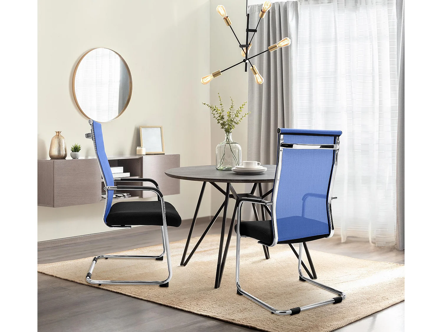 chaises oscillantes - Similicuir & Métal chromé - Bleu - Brenda