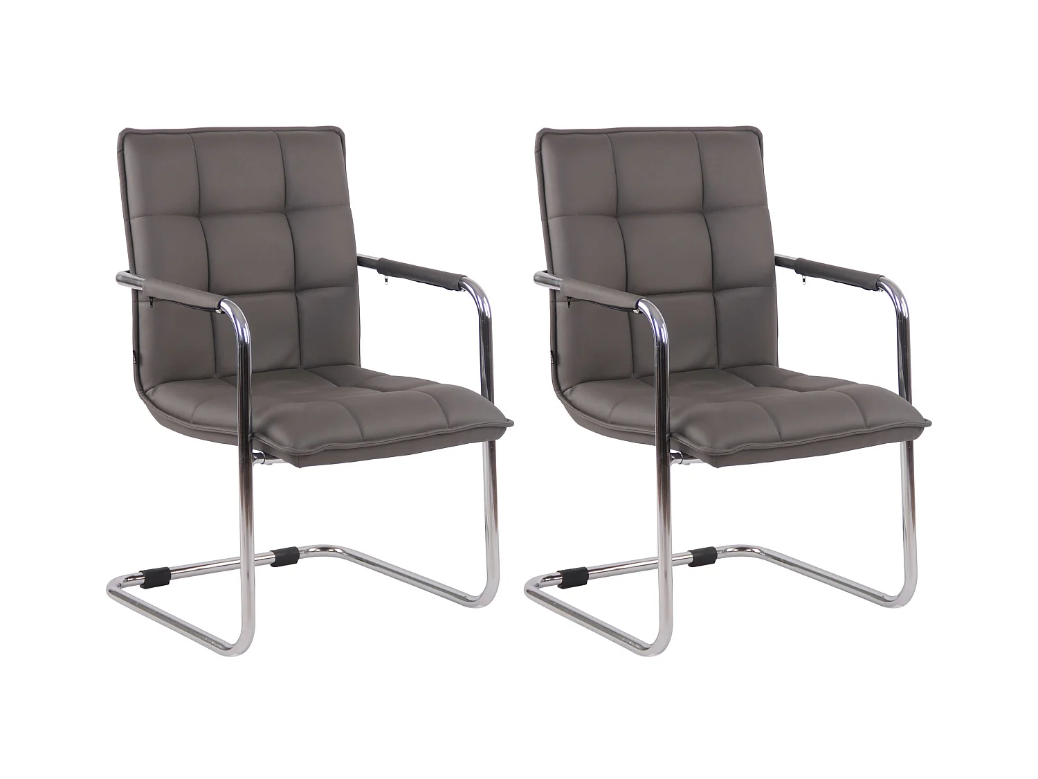 Lot de 2  chaises oscillantes - Similicuir & Métal - Gris - Gandia