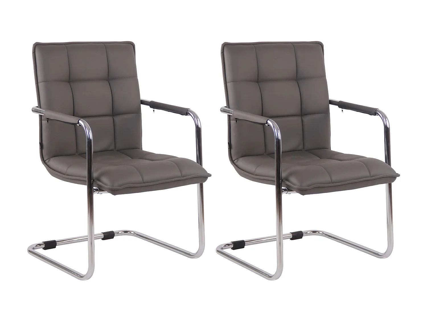 Lot de 2  chaises oscillantes - Similicuir & Métal - Gris - Gandia