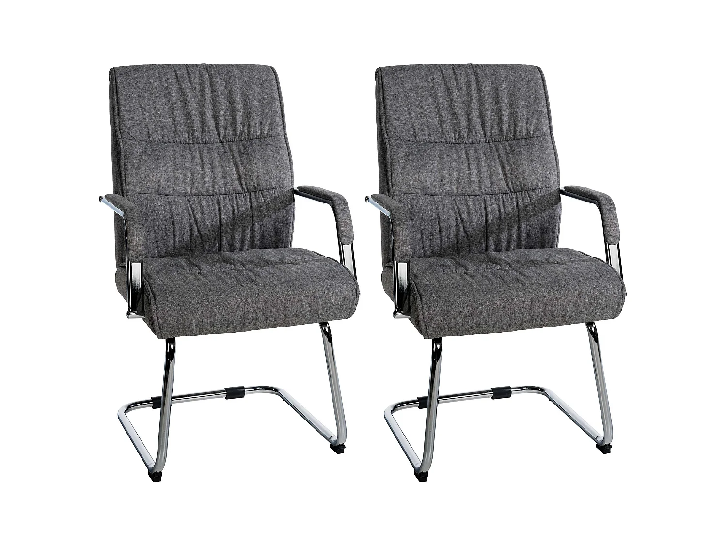 Lot de 2  chaises oscillantes - Tissu & Métal chromé - Gris foncé - Sievert