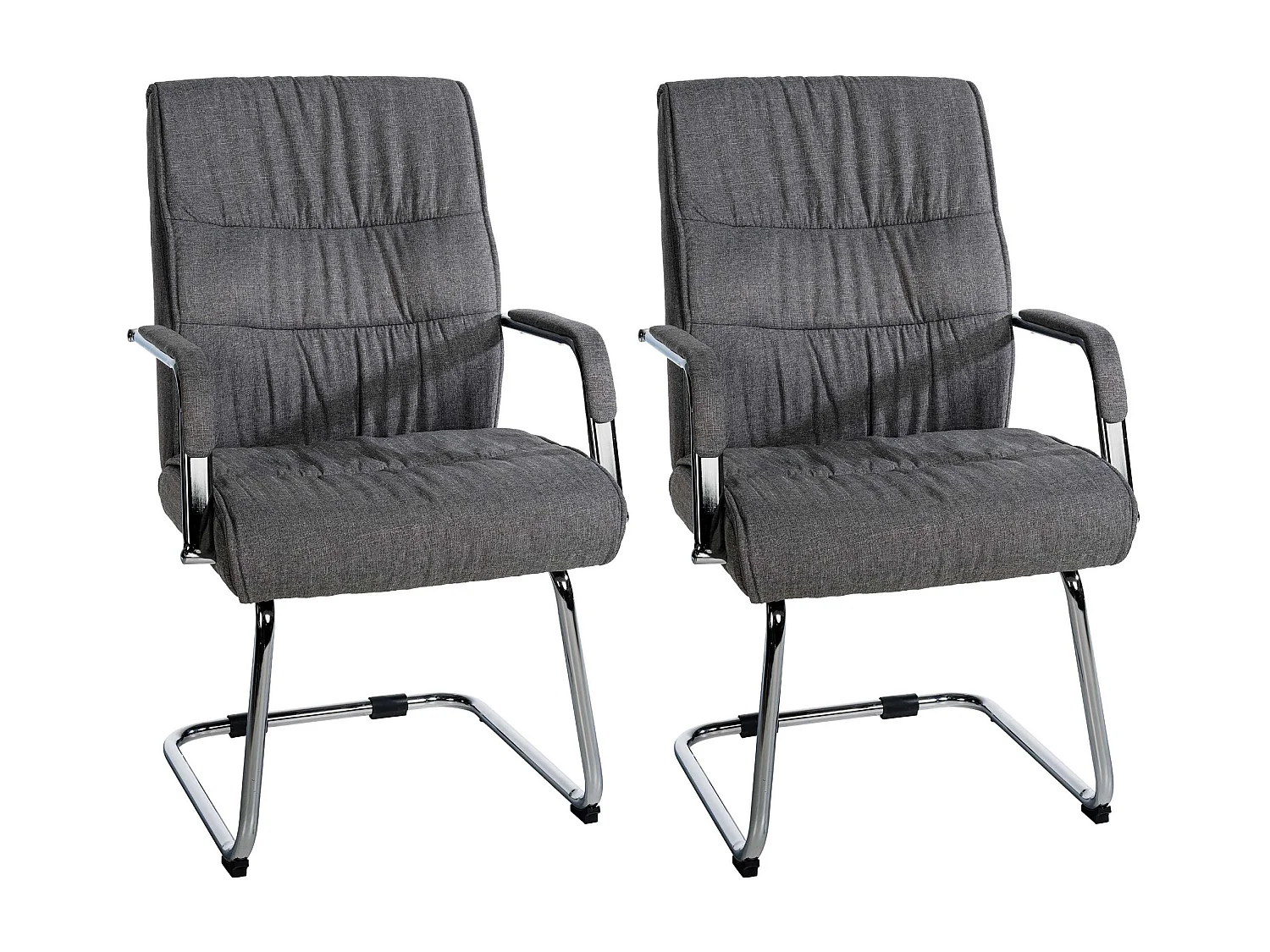 Lot de 2  chaises oscillantes - Tissu & Métal chromé - Gris foncé - Sievert