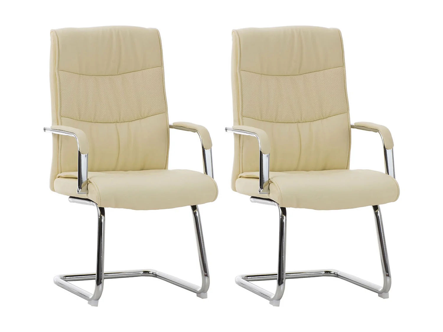 Lot de 2  chaises oscillantes - Similicuir - Crème - Caro