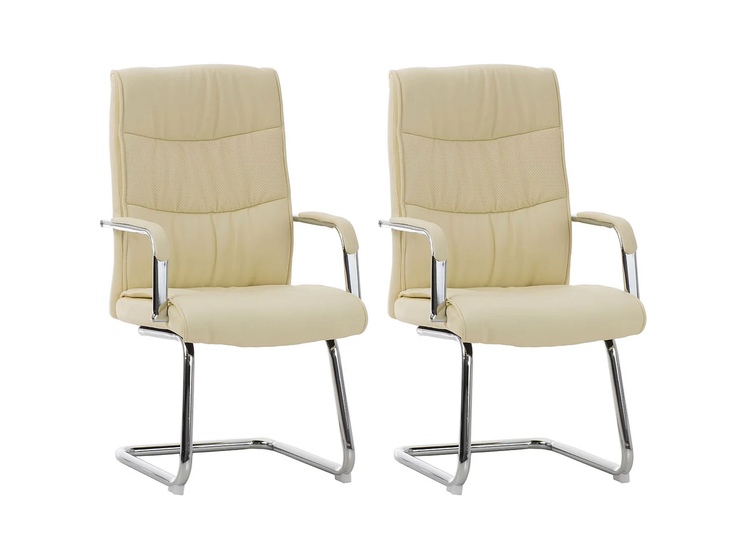 Lot de 2  chaises oscillantes - Similicuir - Crème - Caro