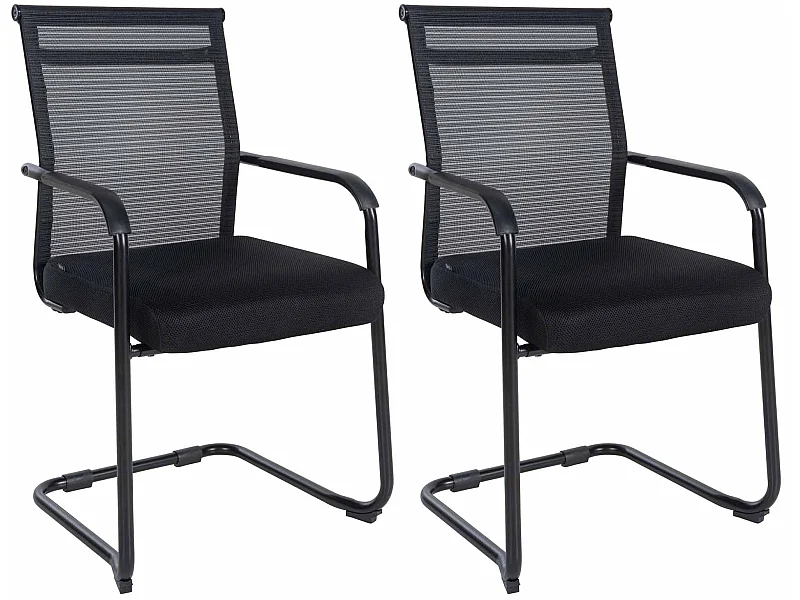 Lot de 2  chaises oscillantes - Tissu - Noir - Denny