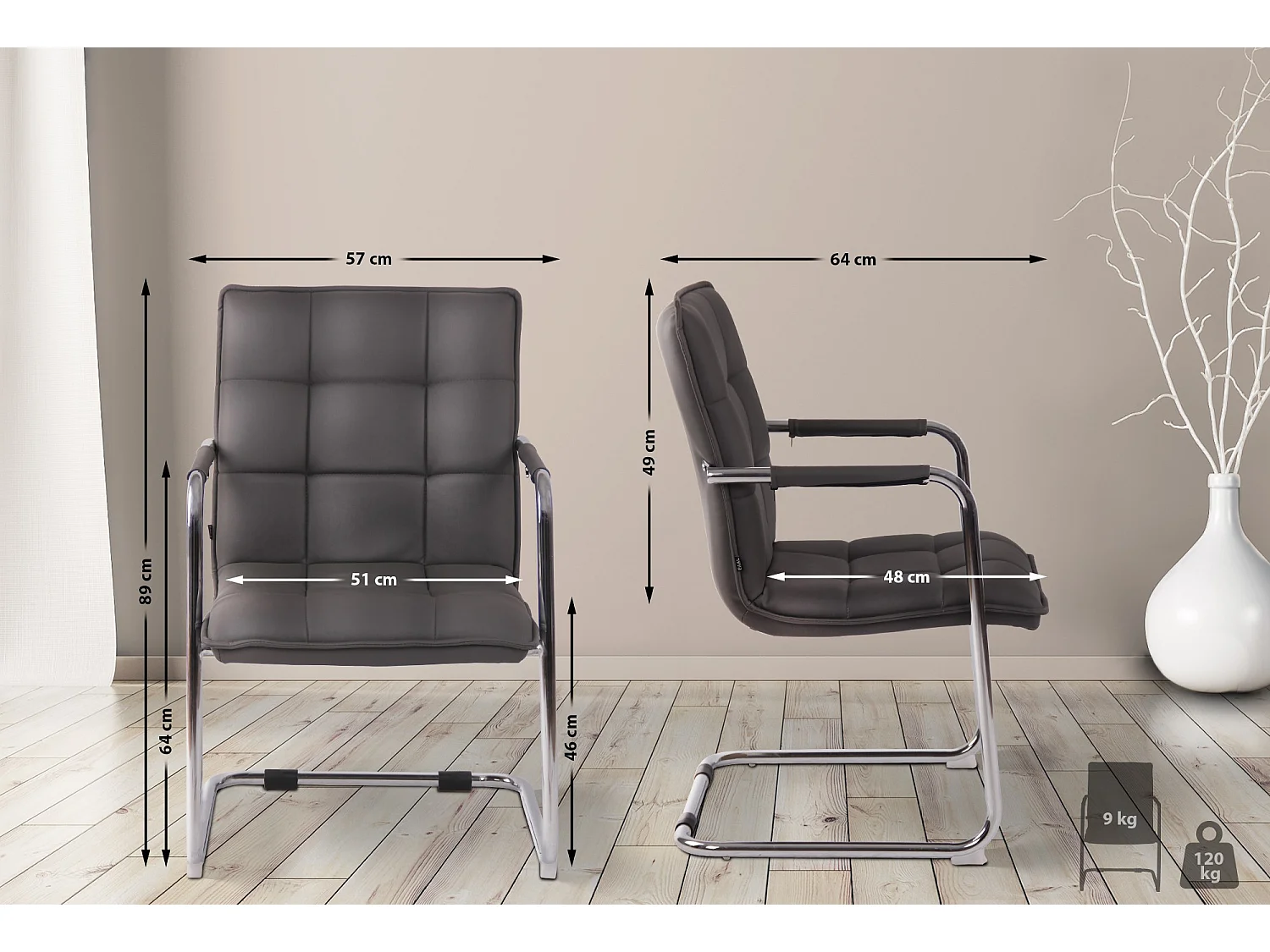 chaises oscillantes - Similicuir & Métal - Gris - Gandia