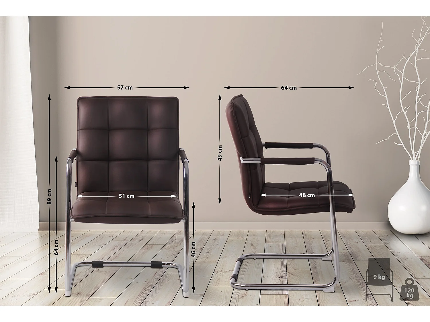 chaises oscillantes - Similicuir & Chrome - Marron - Gandia