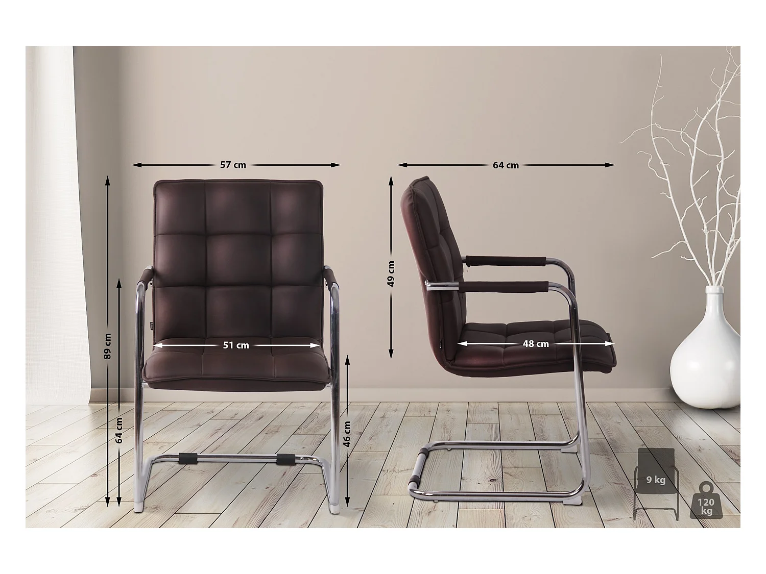 schommelstoelen - Kunstleer & chroom - bruin - Gandia