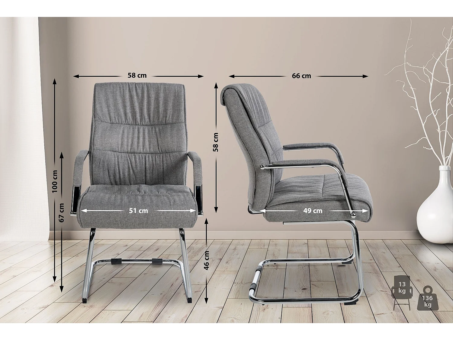 schommelstoelen - Stof & walnoot - licht grijs - Sievert