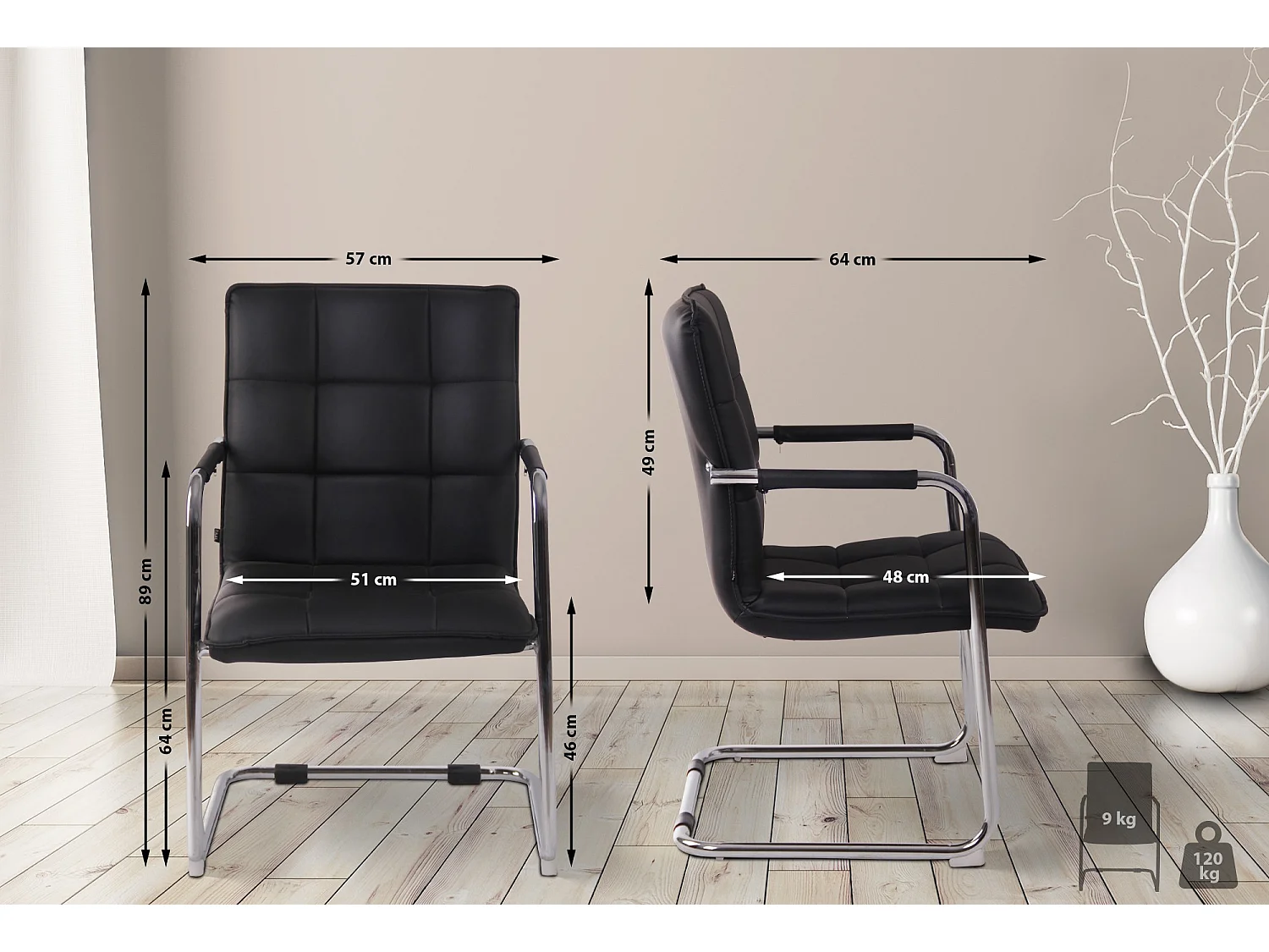 chaises oscillantes - Similicuir & Métal - Noir - Gandia