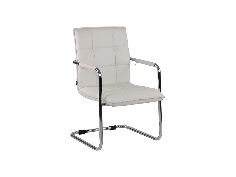 Freischwinger Stuhl - Kunstleder & chrom - weiß - Gandia