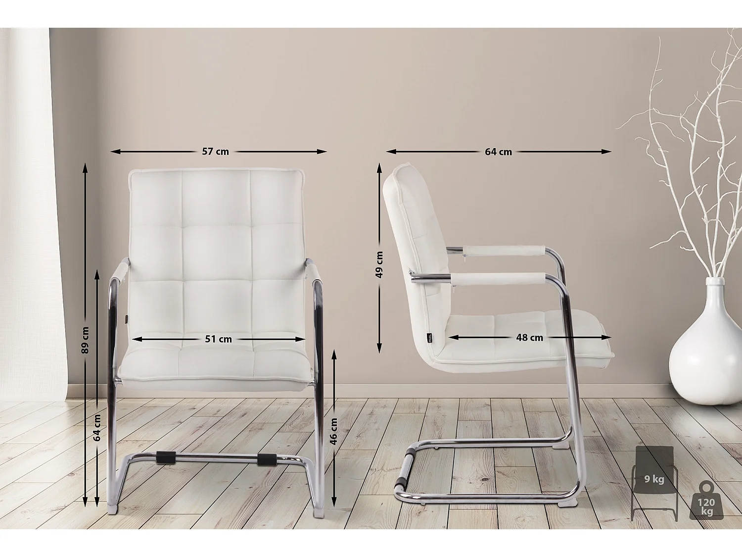 chaises oscillantes - Similicuir & Chrome - Blanc - Gandia