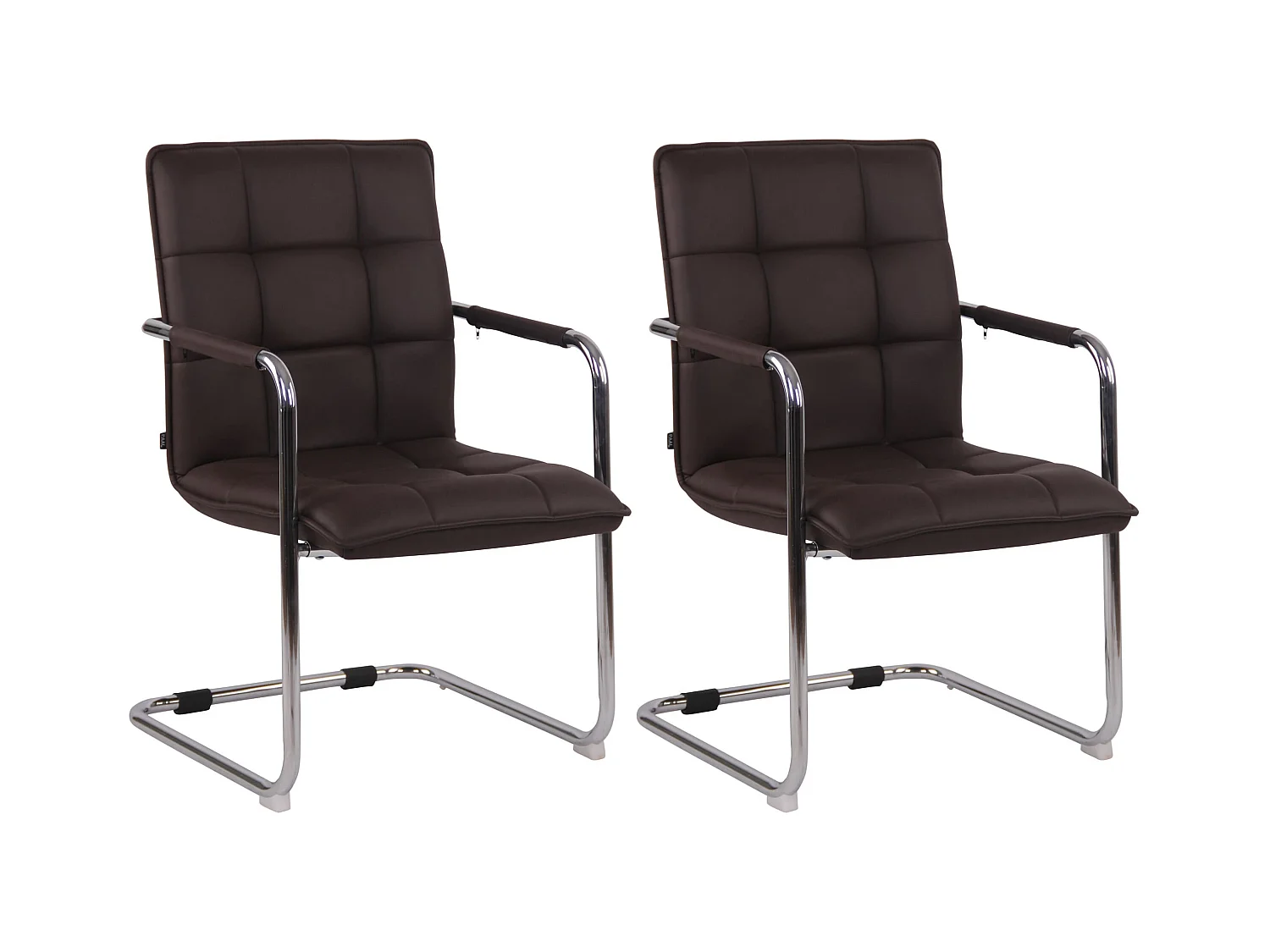 Lot de 2  chaises oscillantes - Similicuir & Métal - Marron - Gandia