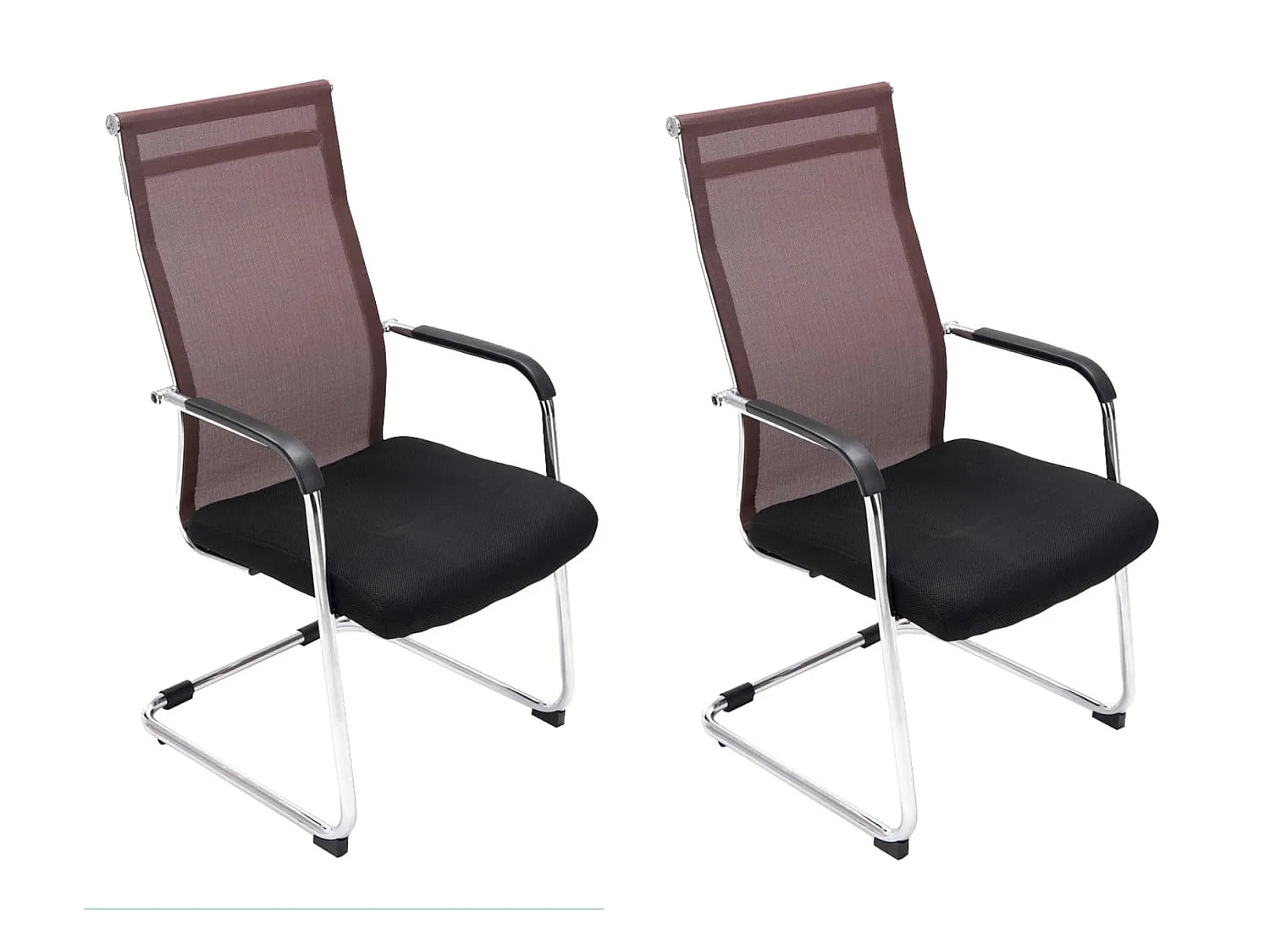 Lot de 2  chaise salle à manger - Similicuir & Métal chromé - Marron - Brenda