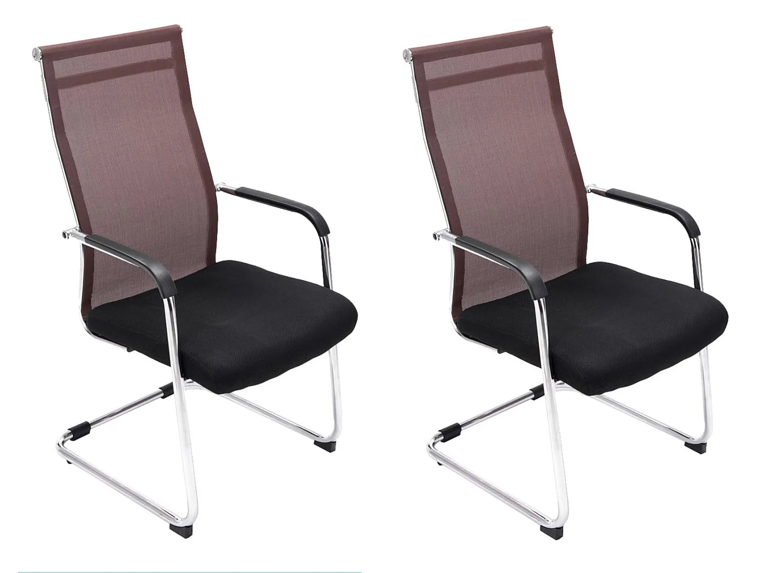 Lot de 2  chaise salle à manger - Similicuir & Métal chromé - Marron - Brenda