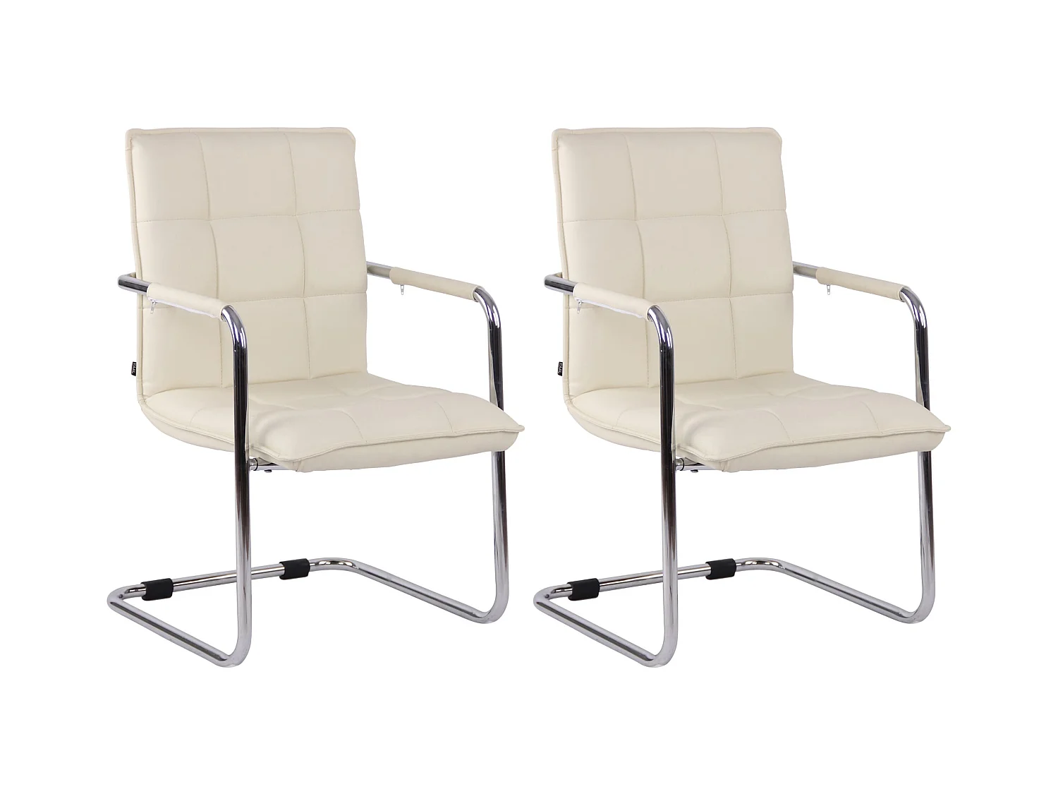 Lot de 2  chaises oscillantes - Similicuir & Métal - Crème - Gandia