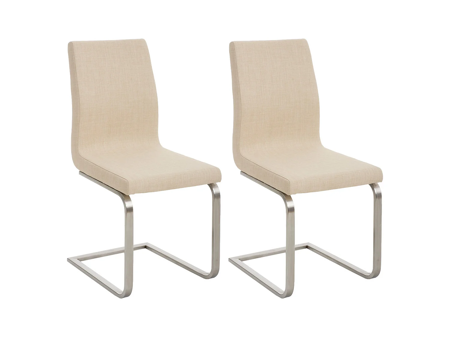 Lot de 2  chaises oscillantes - Tissu & Blanc - Crème - Belfort