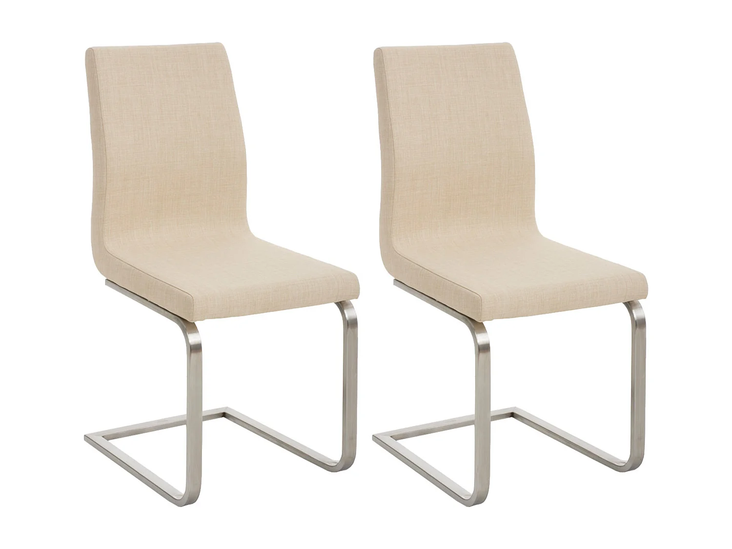 Lot de 2  chaises oscillantes - Tissu & Blanc - Crème - Belfort
