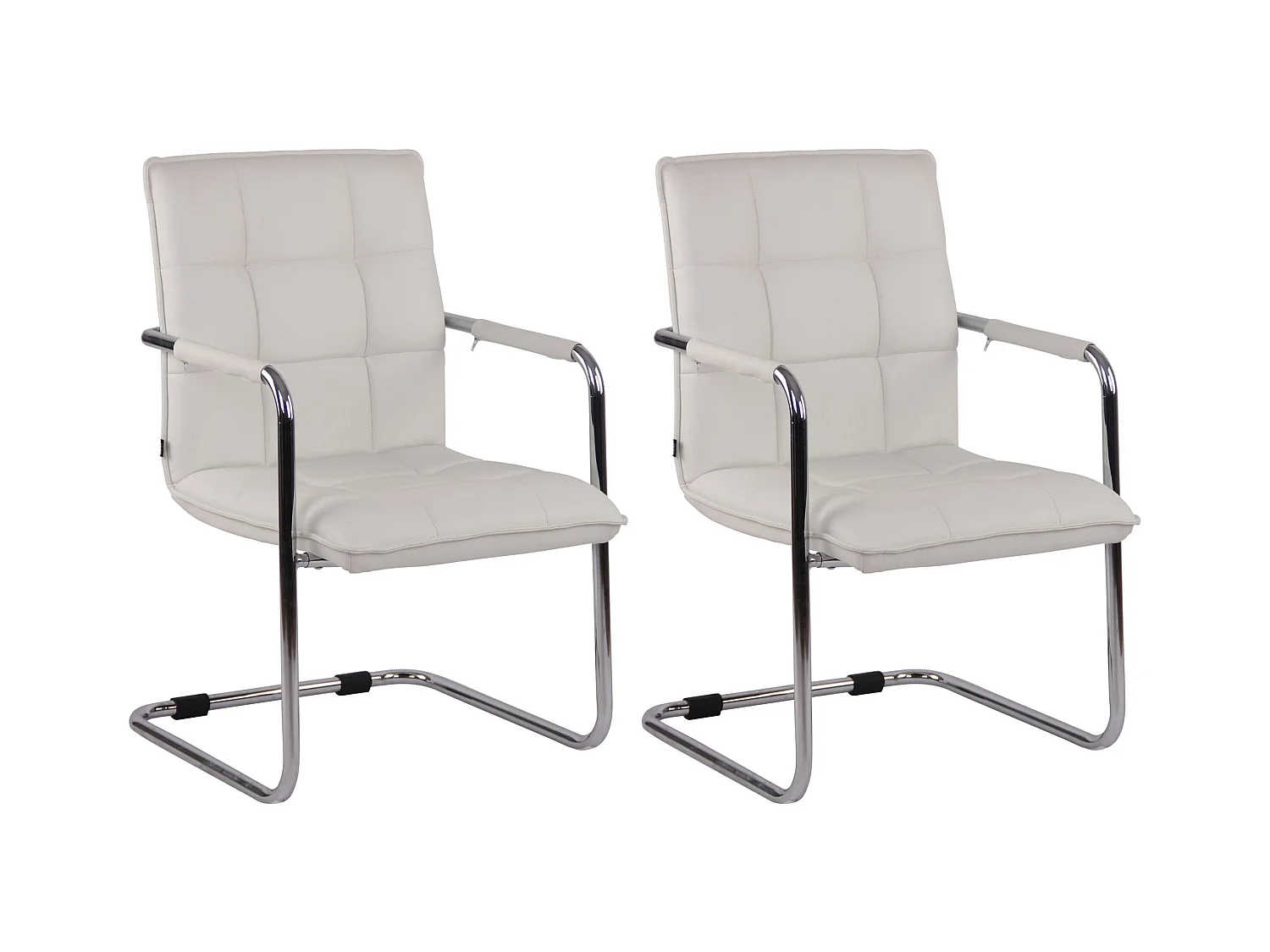 Lot de 2  chaises oscillantes - Similicuir & Métal - Blanc - Gandia