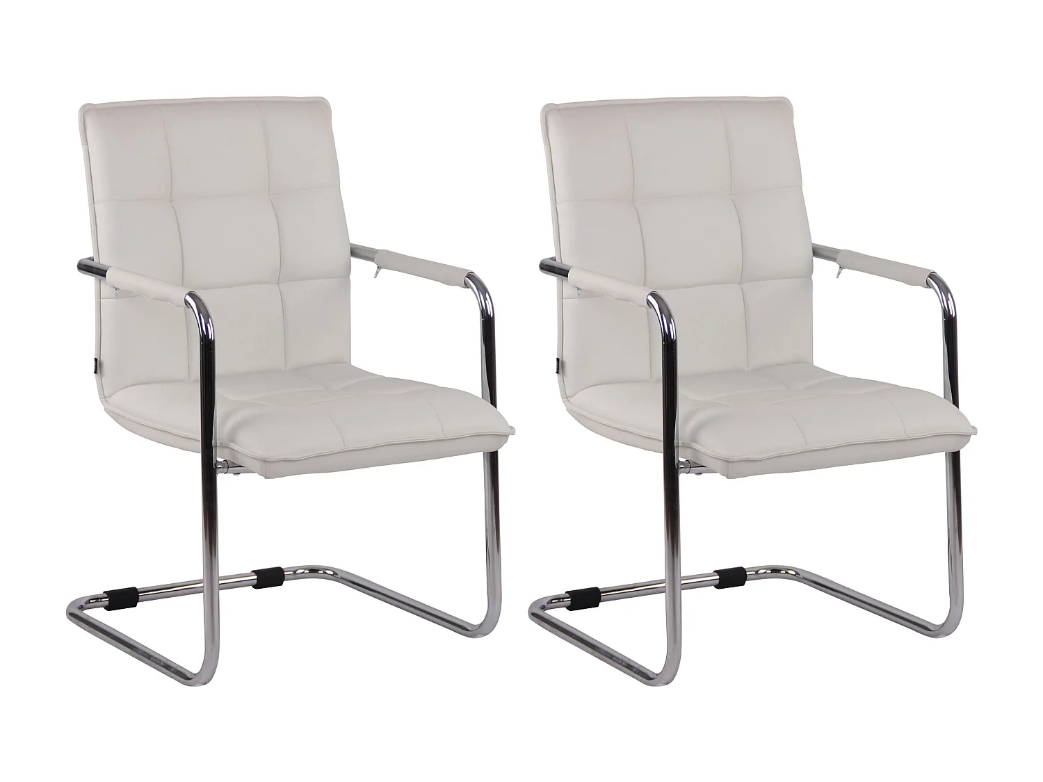 Lot de 2  chaises oscillantes - Similicuir & Métal - Blanc - Gandia