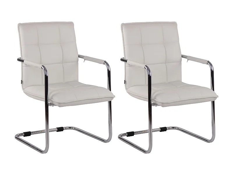 Lot de 2  chaises oscillantes - Similicuir & Métal - Blanc - Gandia