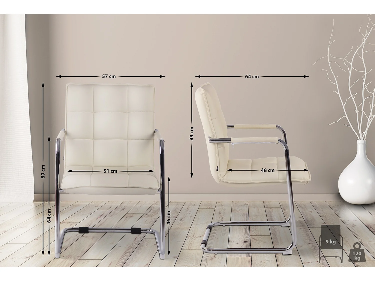 chaises oscillantes - Similicuir & Métal - Crème - Gandia