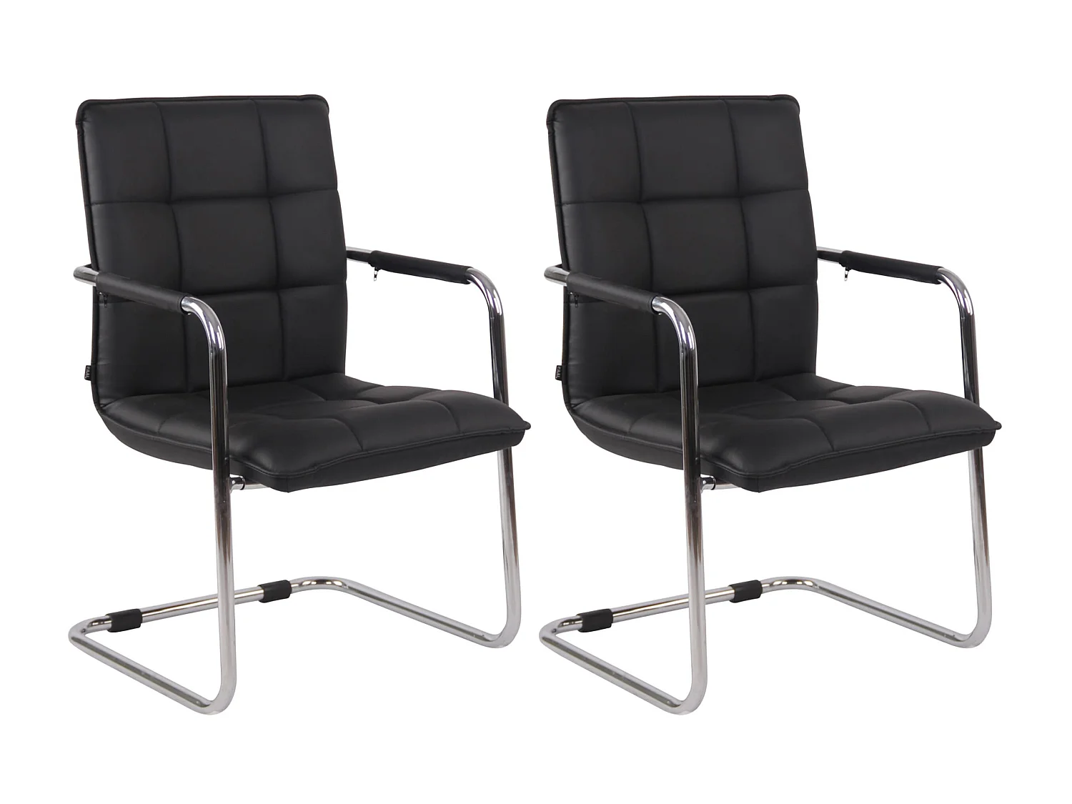 Lot de 2  chaises oscillantes - Similicuir & Métal - Noir - Gandia
